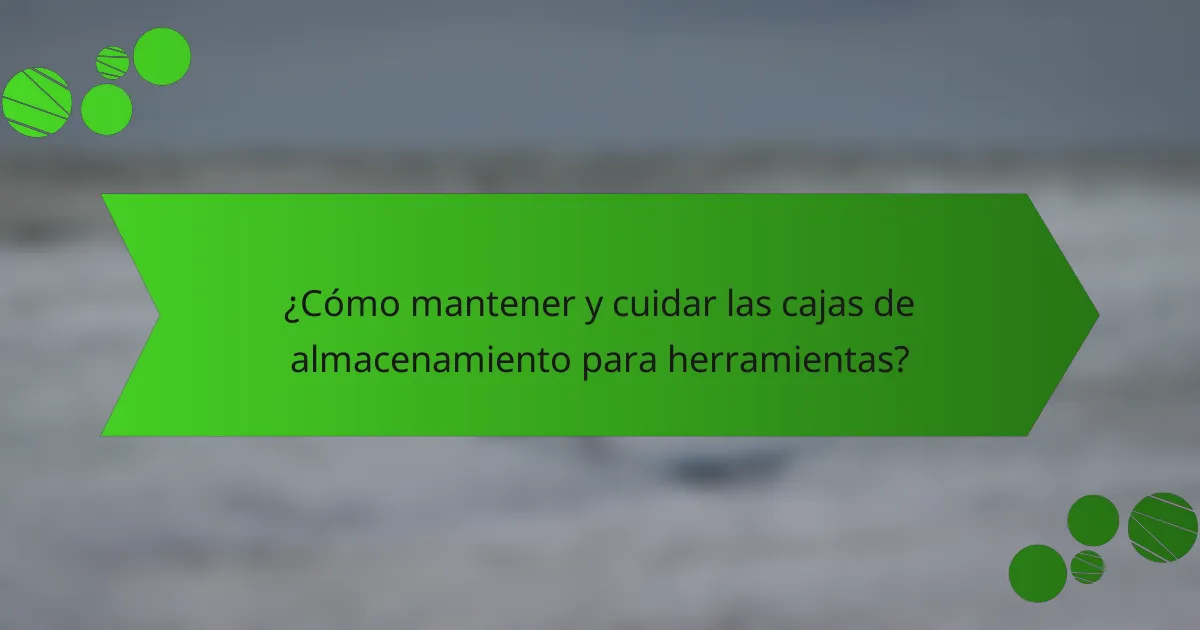 ¿Cómo mantener y cuidar las cajas de almacenamiento para herramientas?