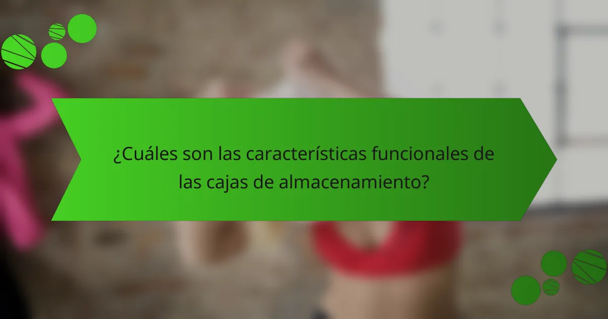 ¿Cuáles son las características funcionales de las cajas de almacenamiento?