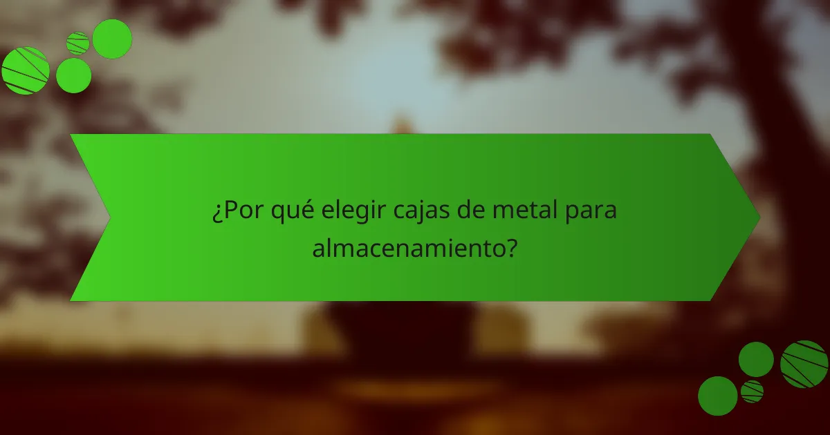 ¿Por qué elegir cajas de metal para almacenamiento?